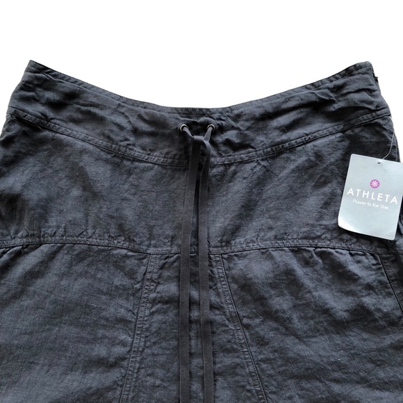 Athleta Daydream Flint Skirt Gray 100% Linen Semi Fitted Casual Flair SZ 10 - Picture 5 of 10